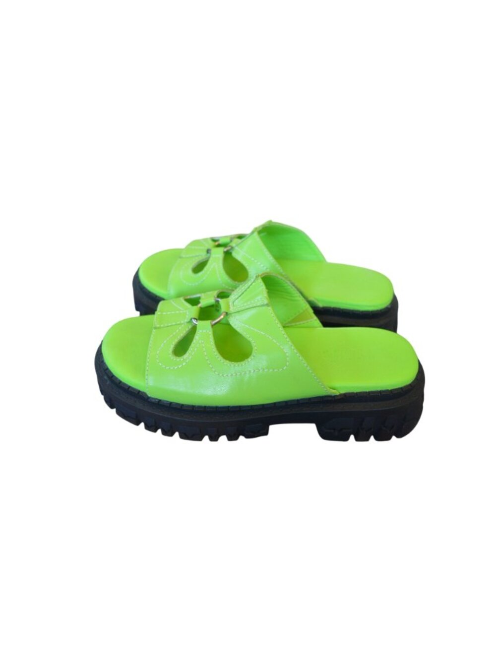 Delia's by Dolls Kill Feeling Good Platform Slides Green Butterfly Women Size 7